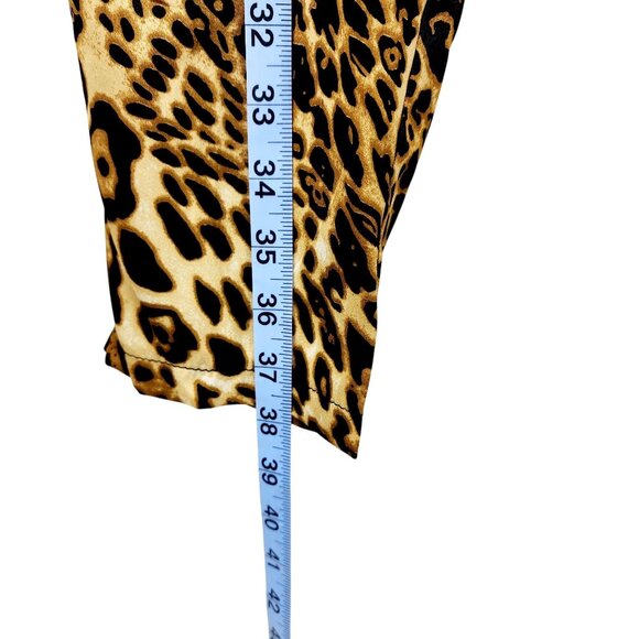 Leopard Print Satin Pants With Elastic Waist & Drawstring Size M Haute Monde - Picture 12 of 12